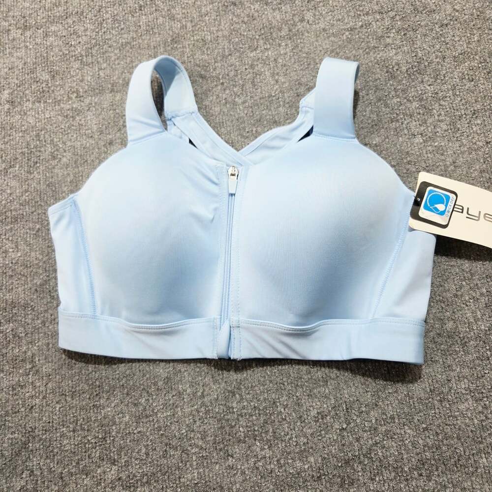 Layer 8 Maximum Support Ladies Sports Bra Zip Front Light Blue Size 1X